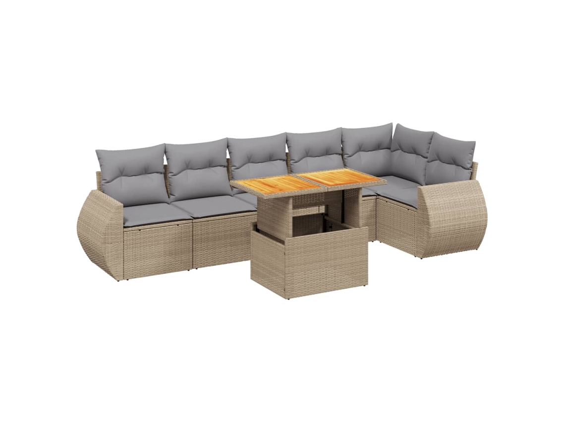 Maison Exclusive - Set Sofás De Jardín 7 Piezas Y Cojines Ratán Sintético Beige