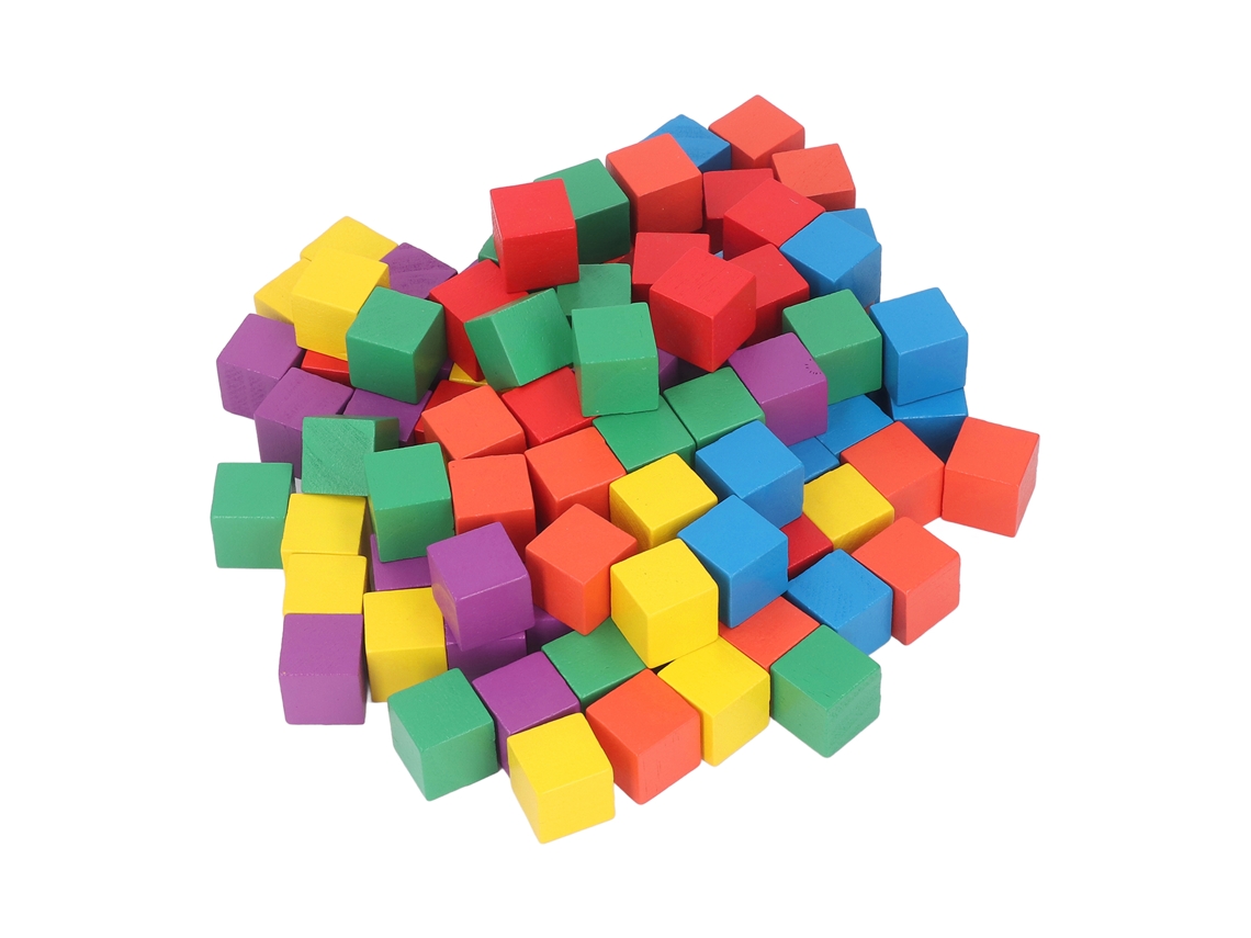 Ats-100 Piezas Bloques De Madera Para Construir Juguete Educatsivo Apilable Multicolor Para Niños Preescolares