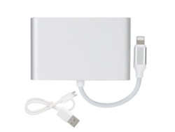 Adaptador De Interfaz Ios A Hdmi+vga+3.5mm Con Aleación De Aluminio Plateado