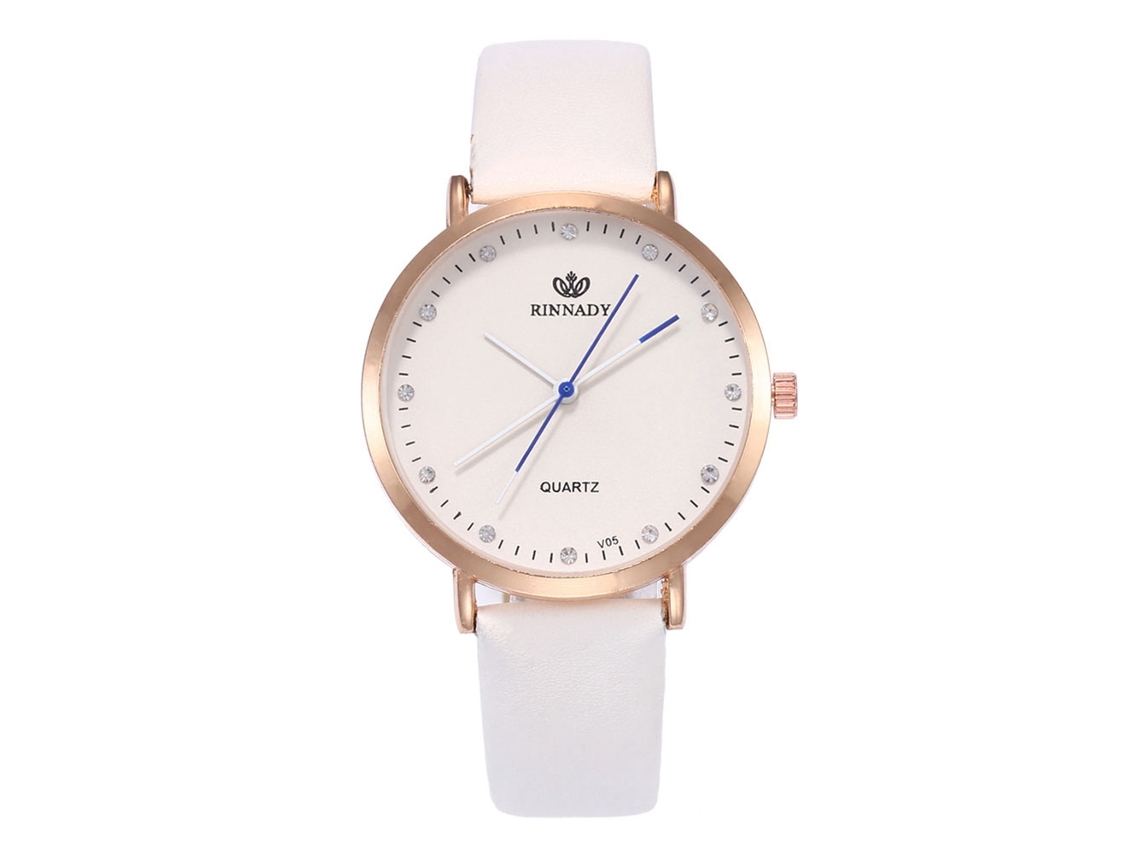 Reloj De Pulsera Unisex De Cuarzo Con Correa De Cuero Sintético De Moda (blanco)