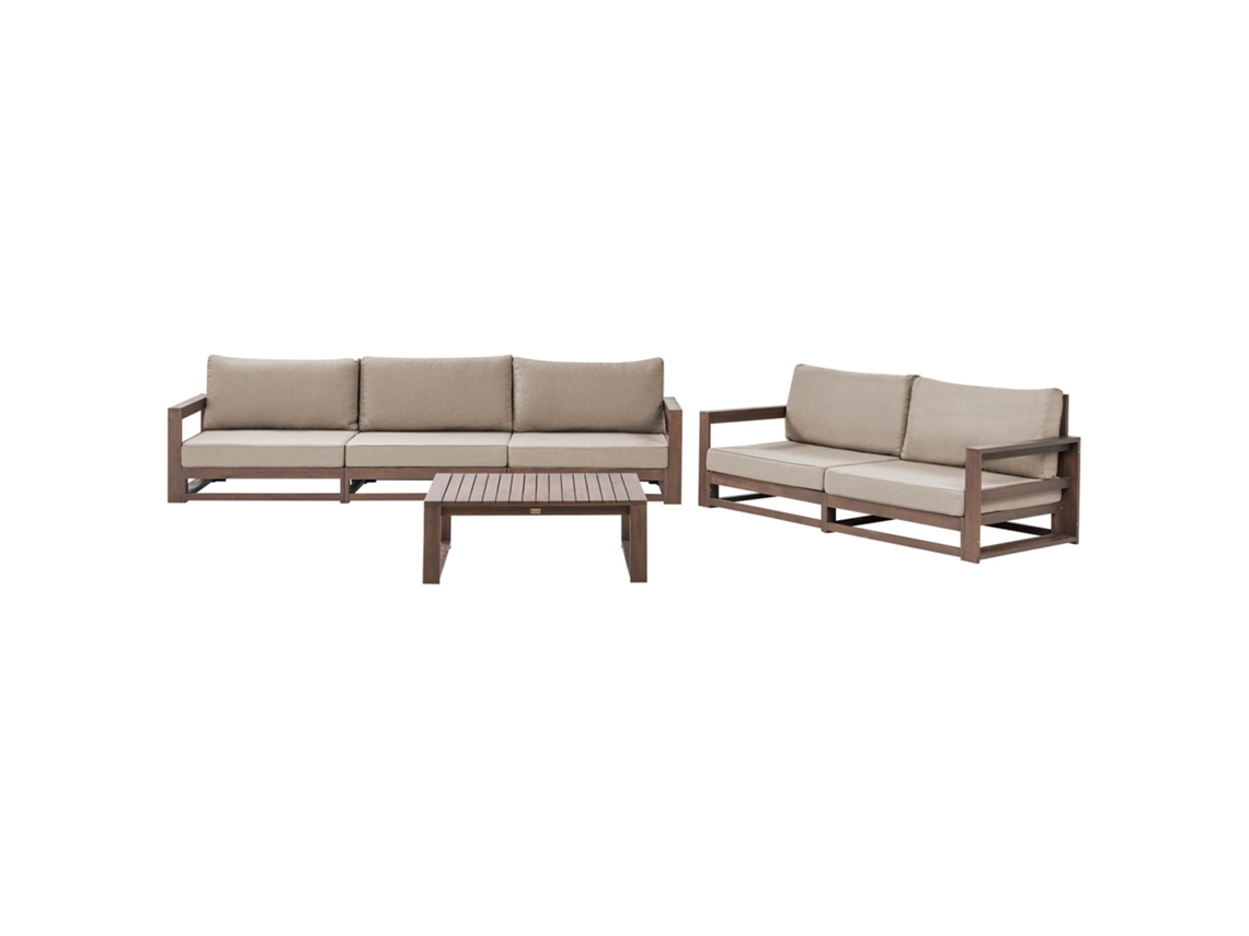 Conjunto de jardín 5 plazas modular de madera de acacia certificada oscura BELIANI Timor II