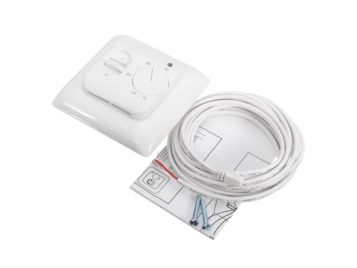 Termostato Manual Para Calefacción Por Suelo Radiante, 230 V, 16 A, Con Sensor Ntc, Control De Temperatura, Ip20, Blanco.