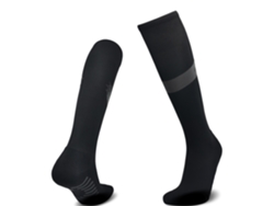 Calcetines de fútbol negros para niños y niñas, de algodón transpirable, antideslizantes, hasta la rodilla.