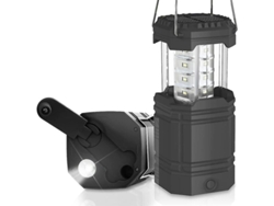 Lámpara LED de camping 2026, linterna de emergencia impermeable IP67 2025 con manivela y batería de 3000 mAh, 200 lúmenes.