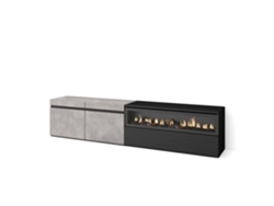 Mueble TV Televisión 200x45x35cm Para TV hasta 80 Chimenea eléctrica Cemento