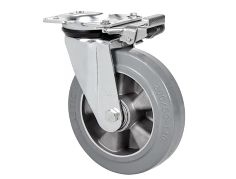 Rueda giratora placa mec.dir.4mm 10zvrmd160-degb alum-goma gris elastica bol. ALEX