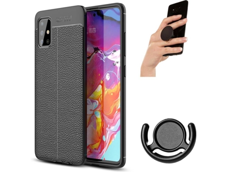 Carcasa, Popsocket y Soporte Samsung A51 Rugged Leather Negro