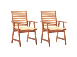 Sillas de comedor de jardín de dos piezas DKD Home Decor con cojines de acacia maciza