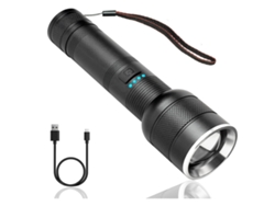 Linternas LED de alto lúmenes, linternas súper brillantes y potentes con 3 modos de iluminación, linterna de mano resistente al agua con zoom (negro) YIZHOOD