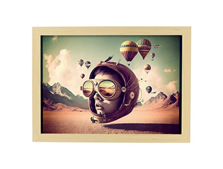 NACNIC Poster Cabeza Flotante En Estilo Surrealismo Cinematográfico Ilustraciones Y Grabados De Historieta Abstracta Y Artística A3 Marcos Madera