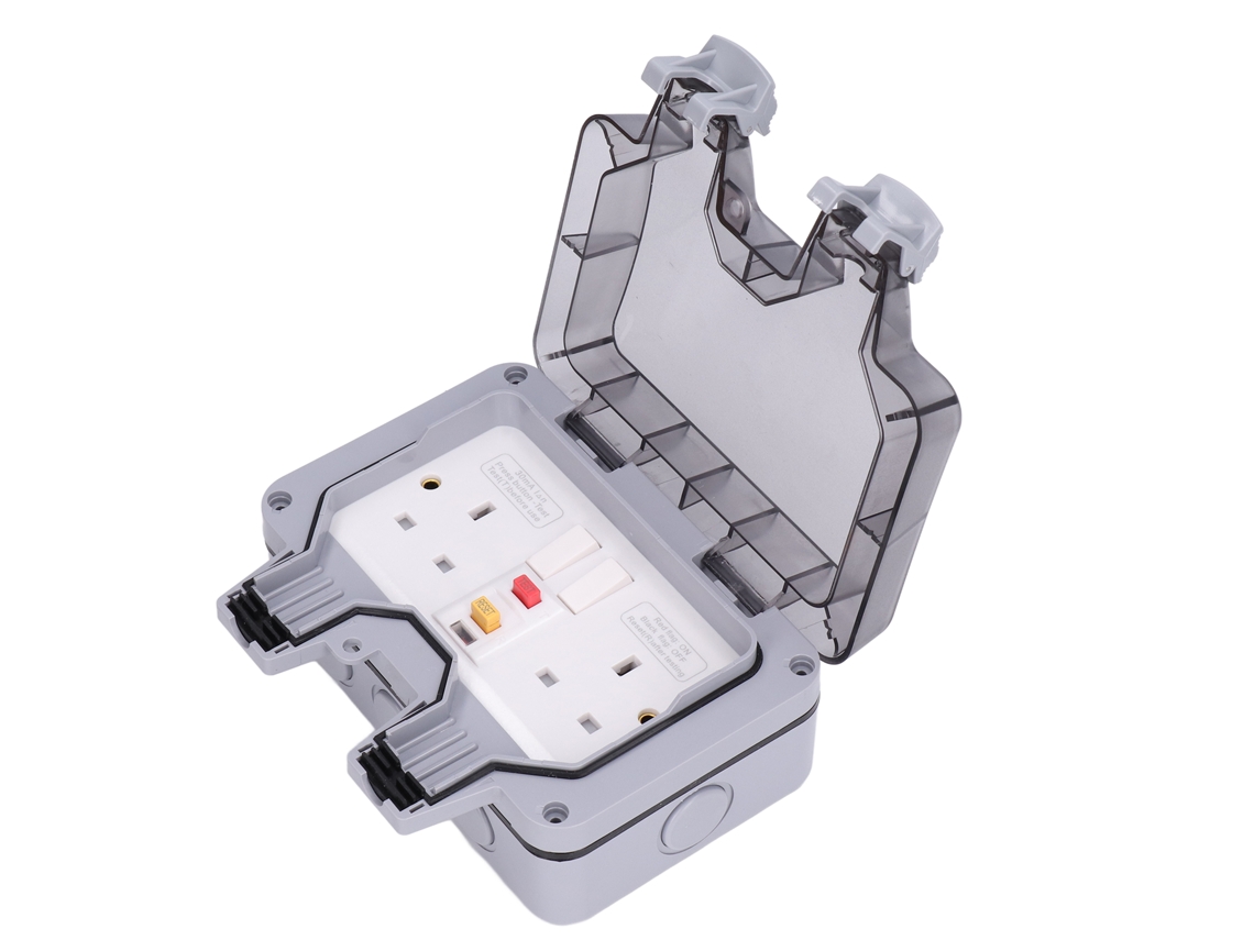 2026-as-tomacorrientes Exterior Impermeable Ip66 Caja A Prueba De Agua 2 Gang Estilo Uk 250v