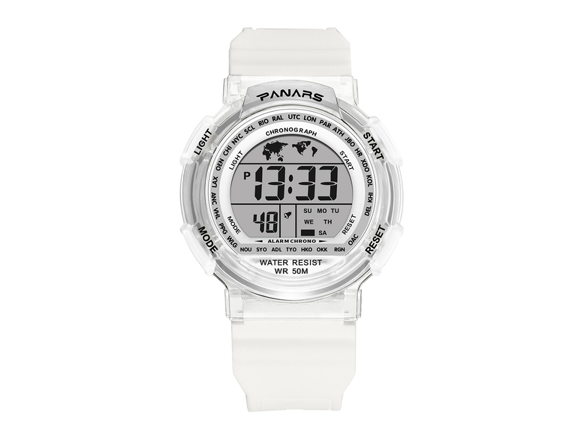 Reloj Digital Electrónico Con Correa De Plástico Para Estudiantes Parnars (blanco)