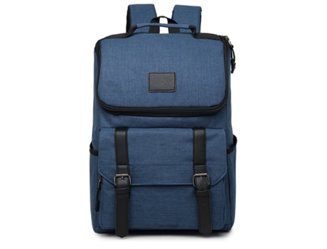 Mochila mediana con detalles en piel artificial - Azul