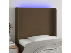 Cabecero Con Led De Tela Marrón Oscuro 93x16x118/128 Cm