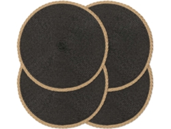 Juego de 4 manteles individuales redondos negros de 38 cm de diámetro, manuales y antideslizantes, Dureforward