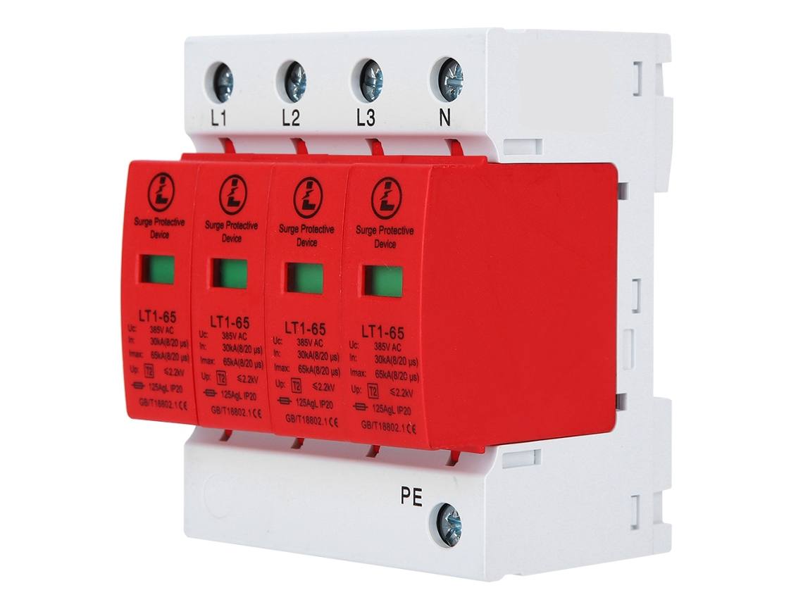 Protector De Sobrecarga 4p Lt1-65 65ka Módulo Protector Arrester Baja Tensión Rojo