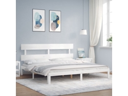 Estructura De Cama Sin Colchón Madera Maciza Blanca 200x200 Cm