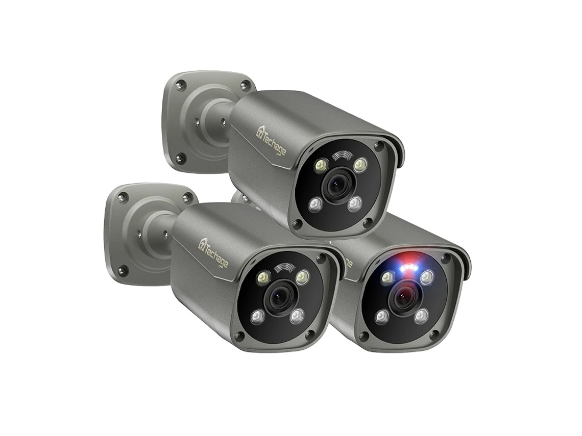 Cámara PoE, visión nocturna, alcance infrarrojo de 15 m, acceso remoto, 3 cámaras PoE de 8 MP OEM