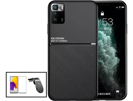 Kit Funda Magnetic Lux, 5D Full Cover y Soporte Magnético L Safe Driving Coche Xiaomi Poco X3 GT PHONECARE Negro