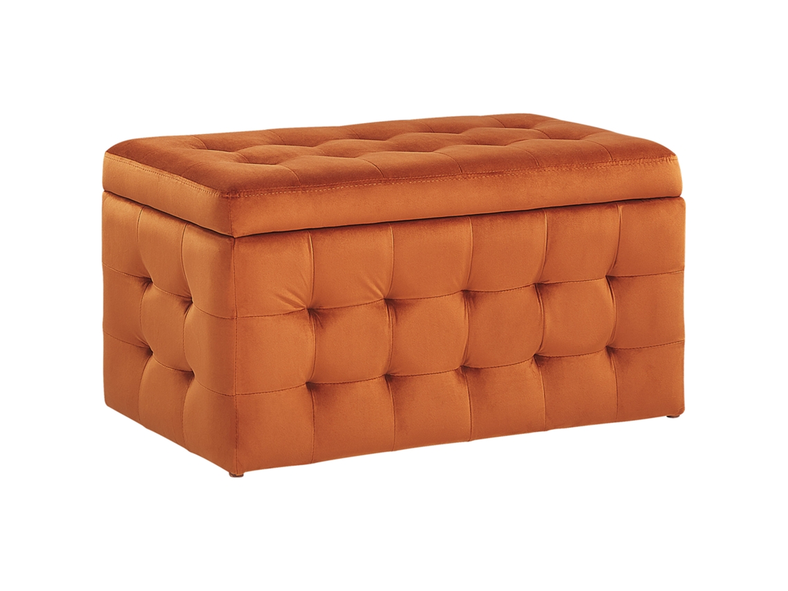 Otomana BELIANI Michigan de Terciopelo Naranja 72x42x40
