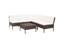 Conjunto de jardín DKD Home Decor de 6 piezas con cojines de mimbre marrón