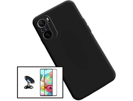 Kit Protector de Pantalla de Vidrio Templado + Carcasa + Soporte Magnético Xiaomi Poco F3 PHONECARE Silicona Negro