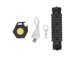 Linterna COB recargable pequeña modelo 2026 con 4 modos, 500 lm, llavero con soporte plegable para pesca, acampada y senderismo.