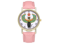 Reloj De Pulsera Analógico De Cuarzo Unisex Con Correa De Pu Rosa De Estilo Clásico.