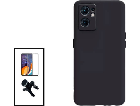 Kit Carcasa + Protector de Pantalla + Soporte Oppo Reno7 5G GIFT4ME Negro