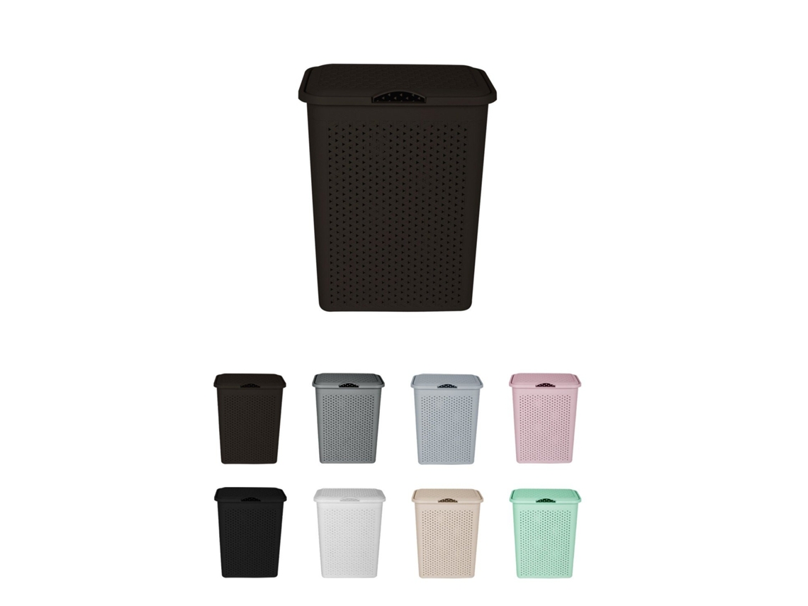 Cesto Para La Colada 38l De Plástico Con Asas - Cubo Ropa Sucia Con Tapa  49 X 39 X 30 Cm Marrón 38 Litros