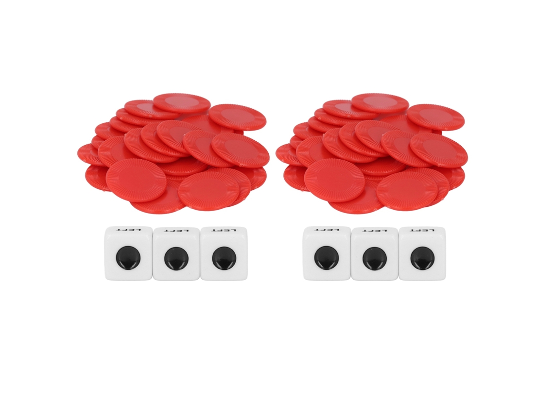 Jinwei-2 Sets Dados Izquierda Derecha Centro Juego De Chips Para Fiesta Familiar Torneo Rojo