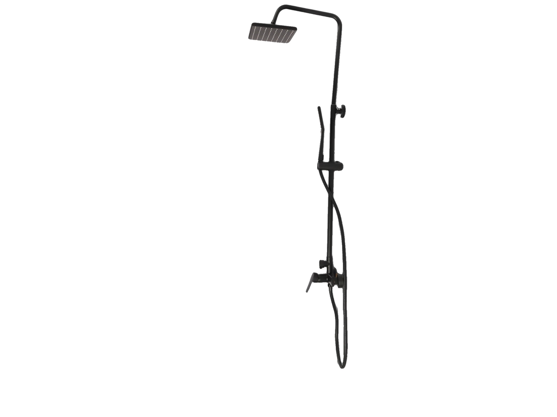 Juego de ducha de latón macizo con rociador superior de 30 cm x 20 cm, altura ajustable de 80 a 100 cm, instalación en pared, manija única.