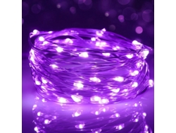 Guirnalda De Luces Led De 3 M, 30 Led, Funciona Con Pilas, Resistente Al Agua, Para Interiores, Exteriores, Jardín, Fiestas, Bodas Y Navidad (morado).