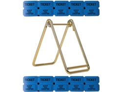 Rollo de 1000 boletos azules para rifa con soporte dorado, boletos de premio en blanco.