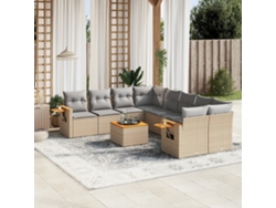 Conjunto de sofá de jardín de 9 piezas con cojines, mimbre sintético beige, Dkd Home Decor