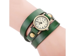 Reloj De Pulsera De Cuarzo De Aleación Multicapa Estilo Punk Para Mujer - Verde