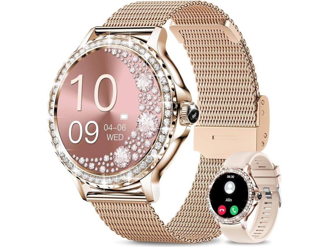 Relojes inteligentes para mujer, reloj de actividad física HD de 1,3 pulgadas con monitor de presión arterial y frecuencia cardíaca, Bluetooth Yizhood