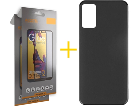 Carcasa + 2 Protectores de Pantalla para Alcatel 1B 2022 ACCETEL Negro