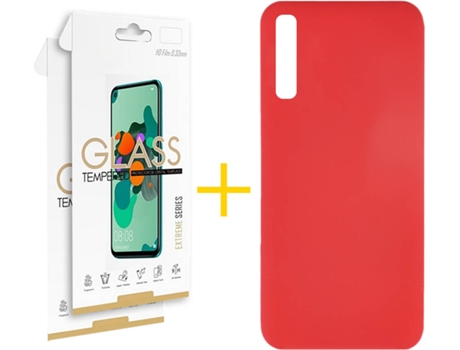Kit Funda + 2 Protectores de Pantalla Samsung Galaxy A30s SKYHE Silicona Líquida (Rojo)