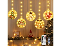 Lámpara De Pared Led Con 5 Colgantes Navideños Ajustables, 1,5 M X 0,7 M, Usb, Cuentas De Hadas Navideñas
