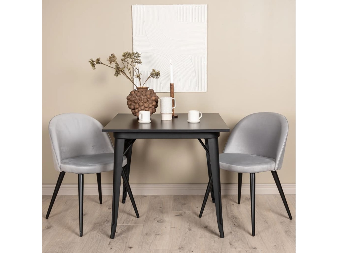 VENTURE HOME Sillas De Comedor 2 Uds Velvet Terciopelo Negro Y Gris