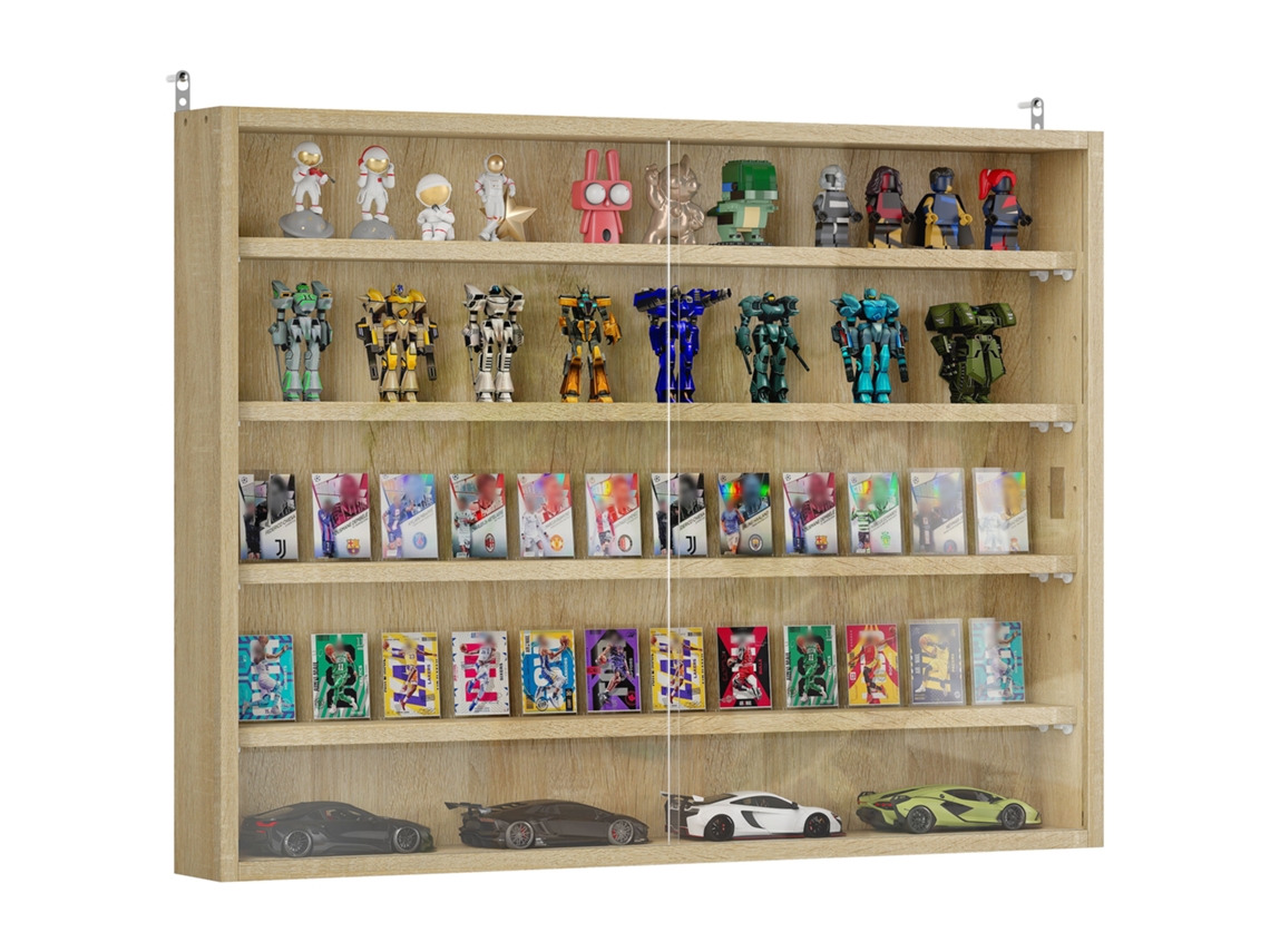 Vitrine Parede Madeira Portas Vidro Deslizantes 80x9,5x60 Carvalho