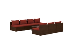 vidaXL Set muebles de jardín 8 piezas y cojines ratán sintético marrón