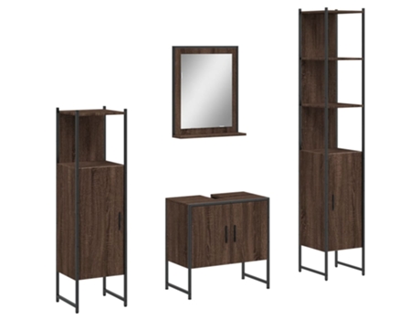Conjunto 4 de muebles de baño VIDAXL madera contrachapada marrón roble
