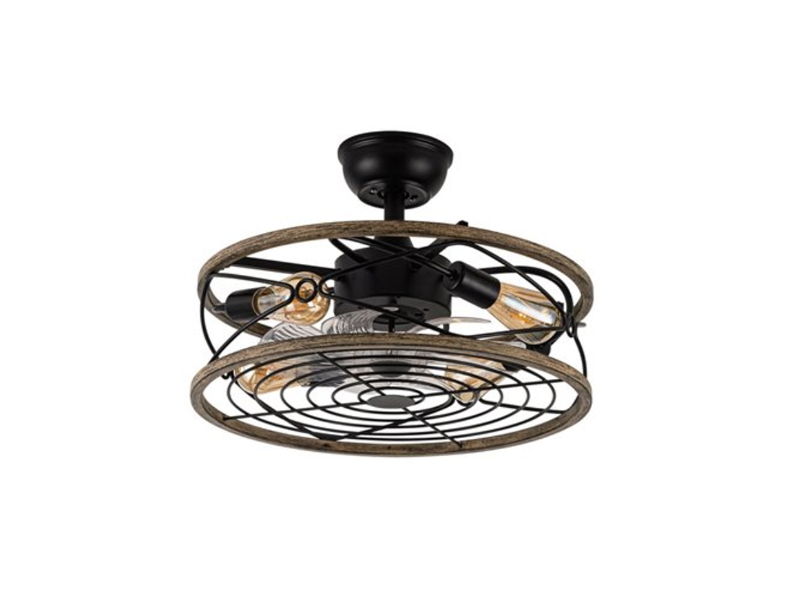 Ventilador DC 4xe27 Arcadia Negro 8 Aspas Transparentes 31/40x50x50cm 6 Velocidades con remoto Y Temporizador FABRILAMP