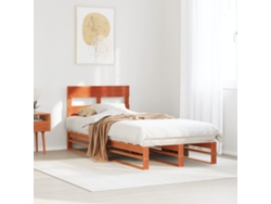 Estructura De Cama Sin Colchón Madera Maciza Marrón 90x190 Cm