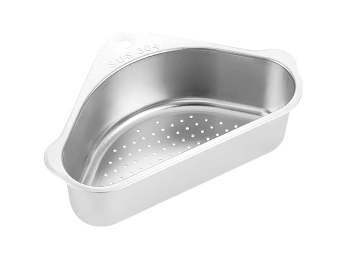 2026 - Estante triangular de acero inoxidable para refrigerador con canales de drenaje y piezas antideslizantes.