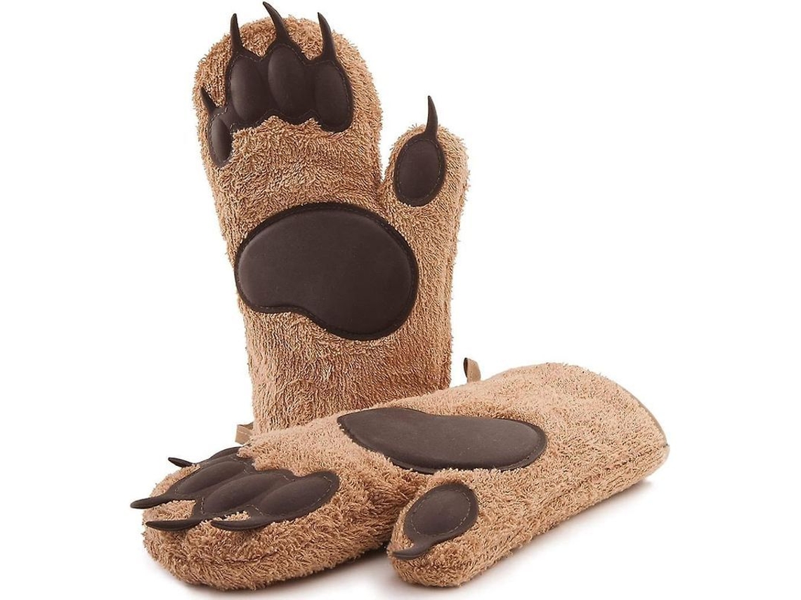 Guantes de oreja de cuerno Esigner Br, atrayentes de cocina, material de algodón y silicona, color marrón.