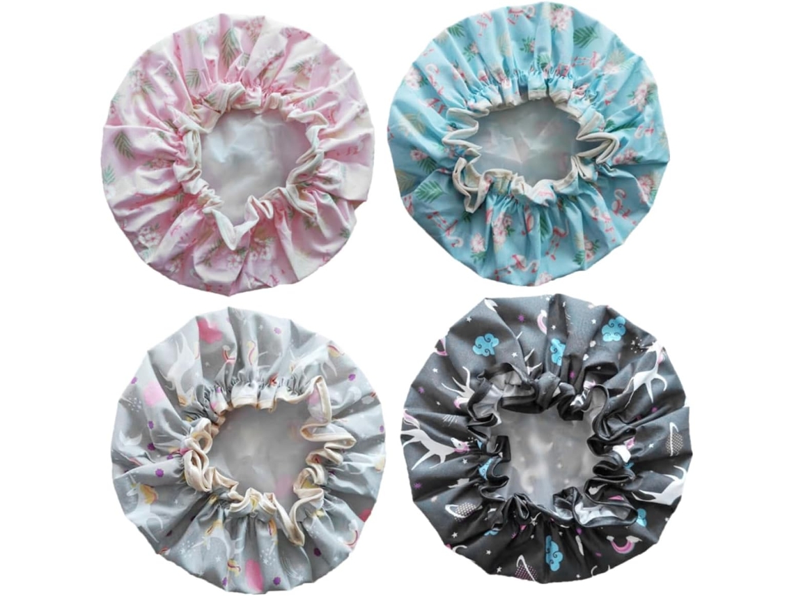 Juego de 4 gorros de ducha reutilizables para mujer, impermeables y resistentes a la grasa, para Gokoco