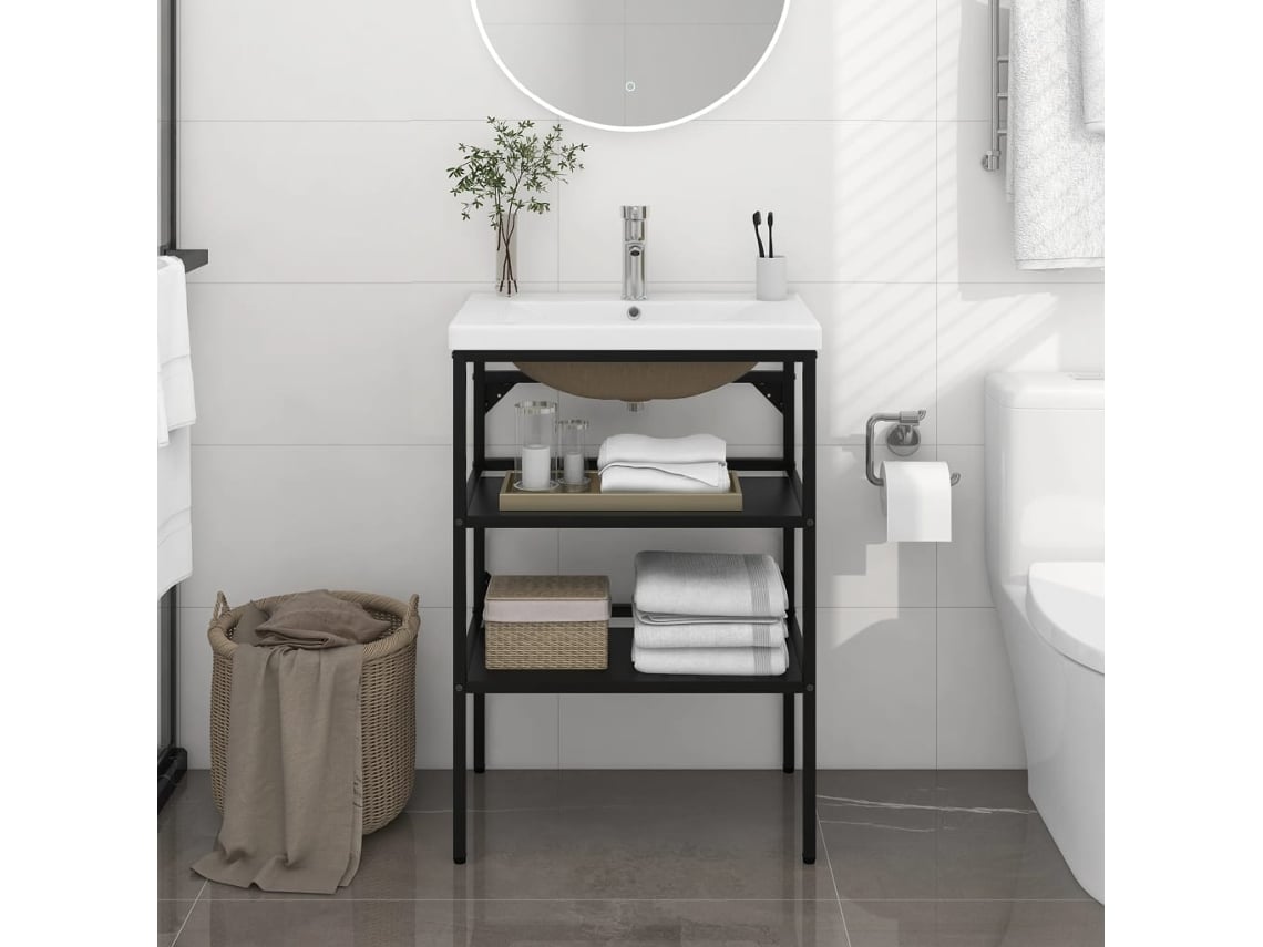 Estructura de lavabo de hierro negro con lavabo integrado DKD HOME DECOR